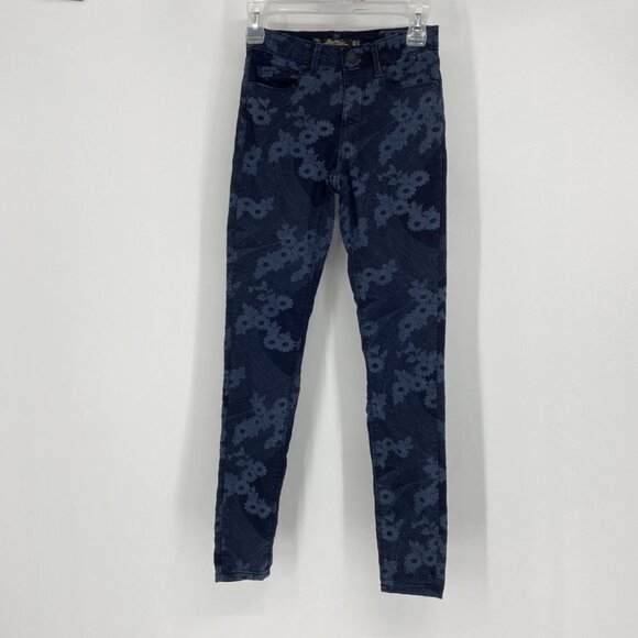 Zara slim fit blue monochrome floral print  jeans - Picture 13 of 14